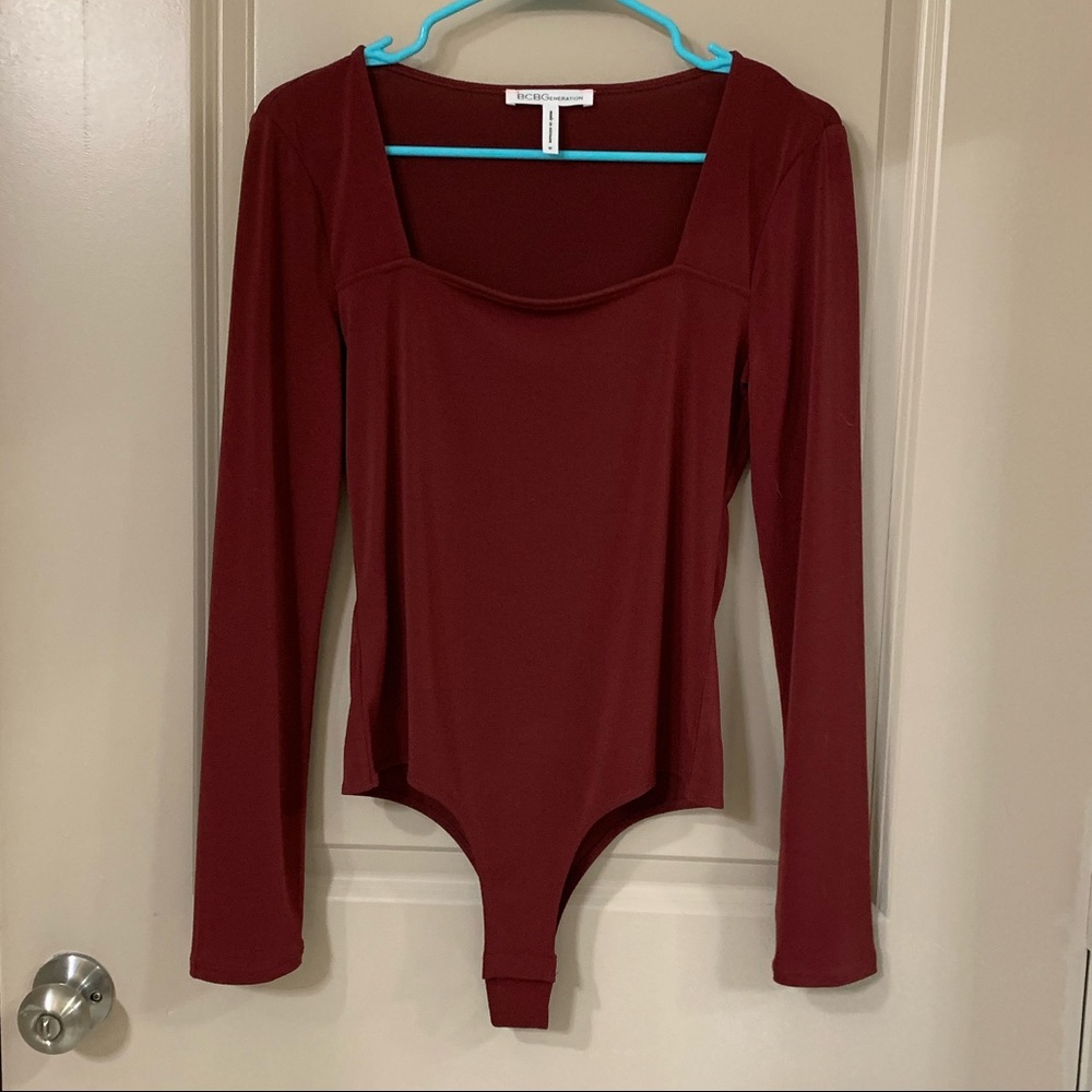 BCBG Maroon Bodysuit